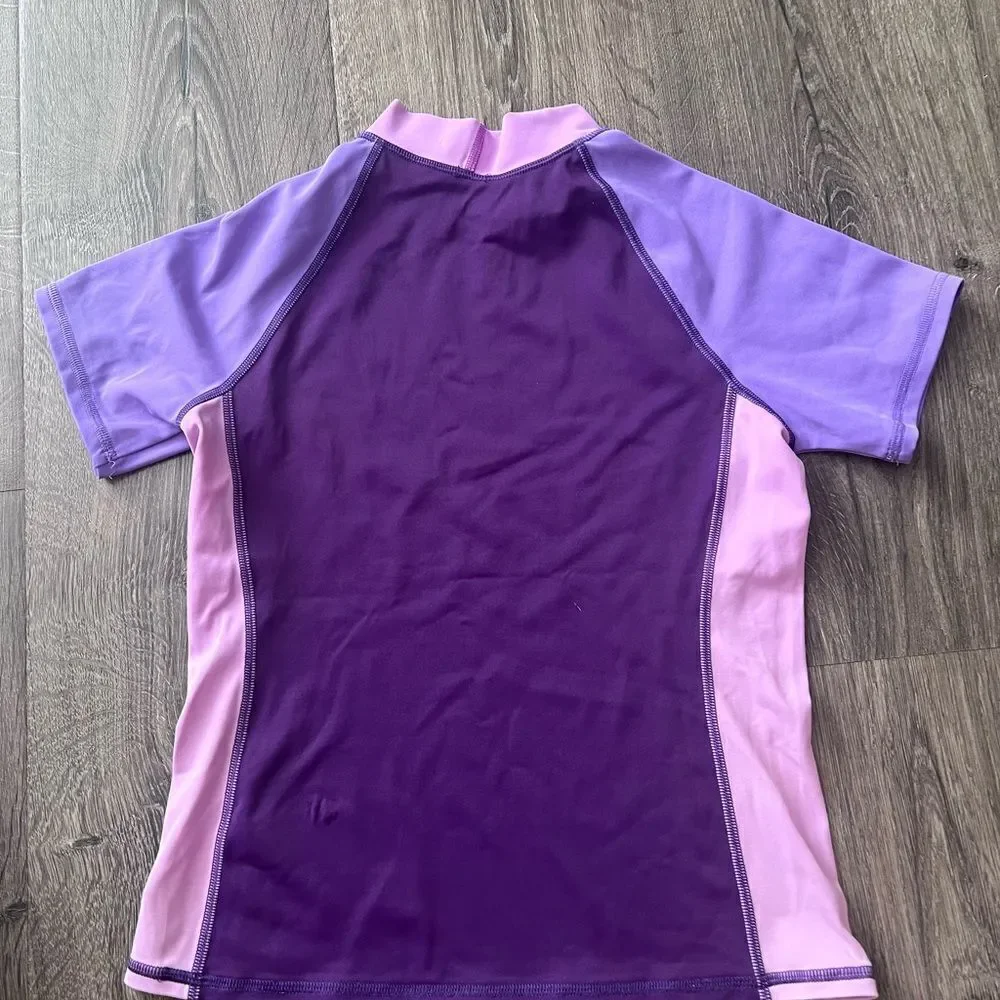 Lands' End Girl Swim Rash Guard Shirt - Purple Size 7-8